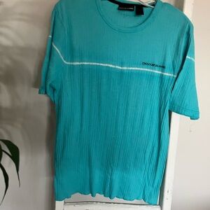 Men’s DKNY Jeans Turquoise Short-Sleeve Crew Tee with White Stripe